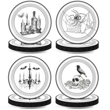 60pcs Halloween Paper Plates Vintage Gothic Dessert Plates 9Inch
