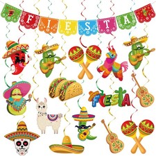 25 PCS Mexican Fiesta Party Decorations Mexico Fiesta Banner Cinco De Mayo Ha...