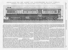 Steam Coach for London and NW Railway Company Antique Engineering Print 1905