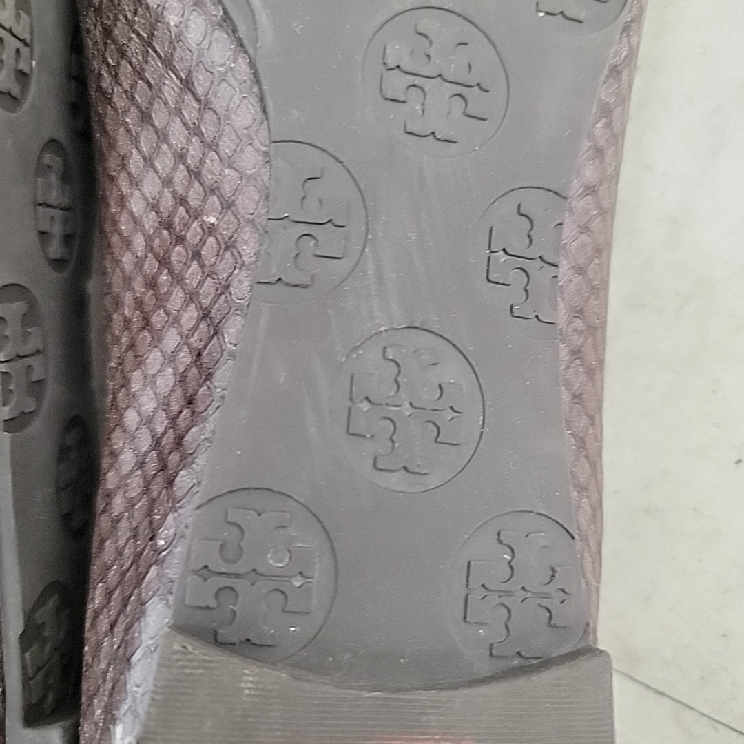 Tory Burch Minnie Croco-Embossed Leather Ballet Flat  dark brown logo gold  8.5 thumbnail 5