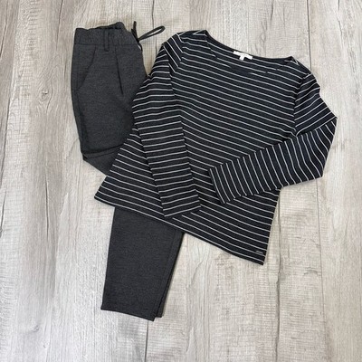 Tom Tailor Denim Gray Pantsuit Comfort/Stretch Pant Set Women's 2Pc Pant L Top M