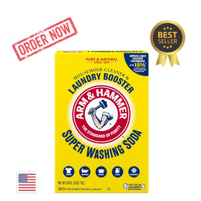 ARM & HAMMER Super Washing Soda Household Cleaner and Laundry Booster, 55 oz Box