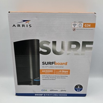 ARRIS SURFboard G34 DOCSIS 3.1 4 Gbps AX3000 Wi-Fi 6 Cable Modem Black