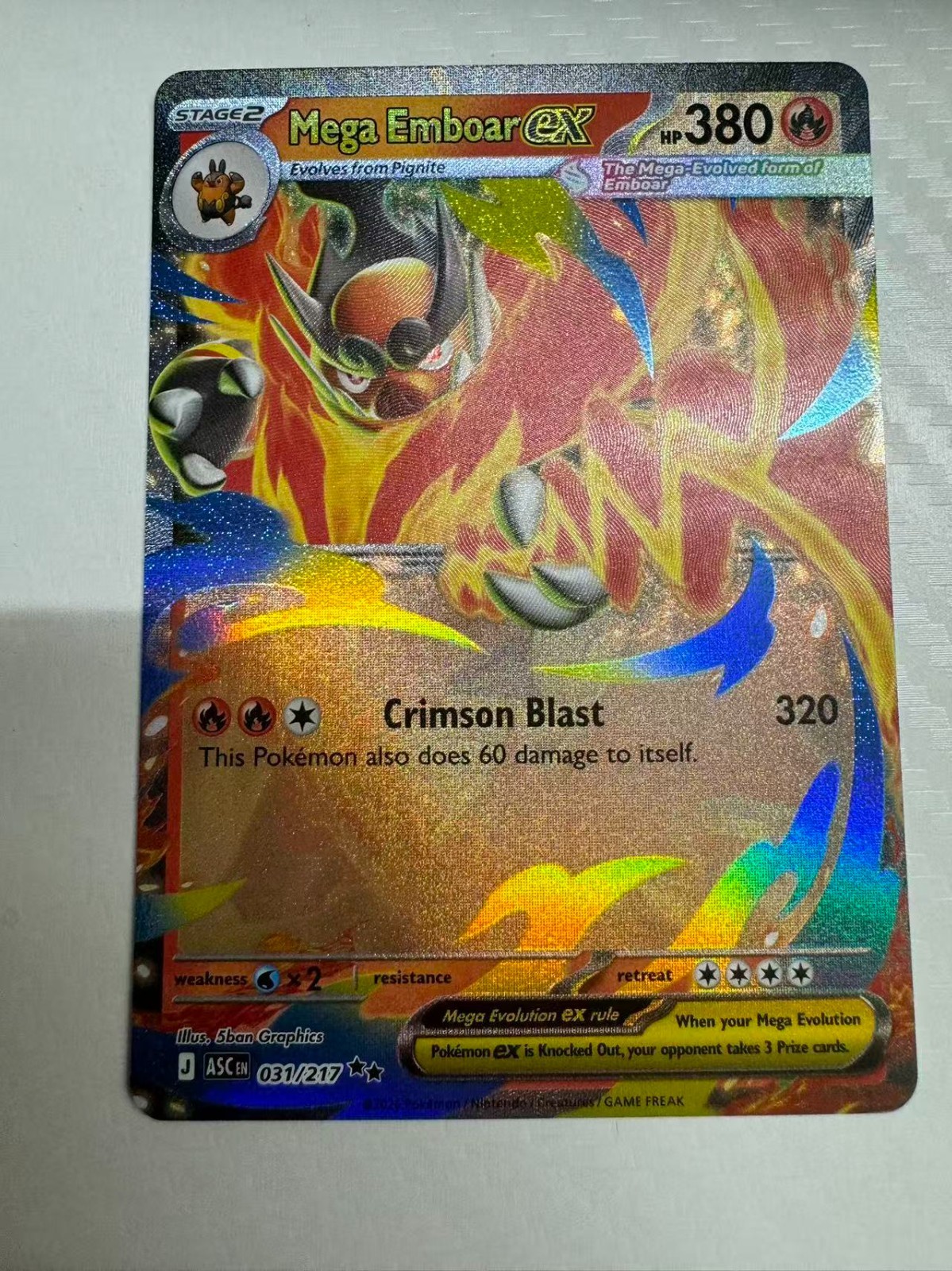 Pokemon Mega Emboar ex Ascended Heroes 31/217 Holofoil Near Mint English