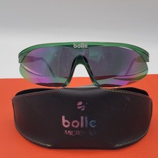 Vintage Rare Bolle Microedge Adjustable Green Clear Sunglasses with Case