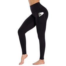 High Waist Yoga Pants with Pockets, Leggings for Women Tummy Control Compress...