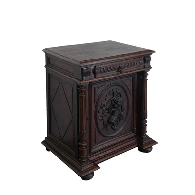 Zierliche antike Anrichte Gründerzeit Sideboard 1-türig Eiche B: 81 cm -11941- - Bild 1 von 4
