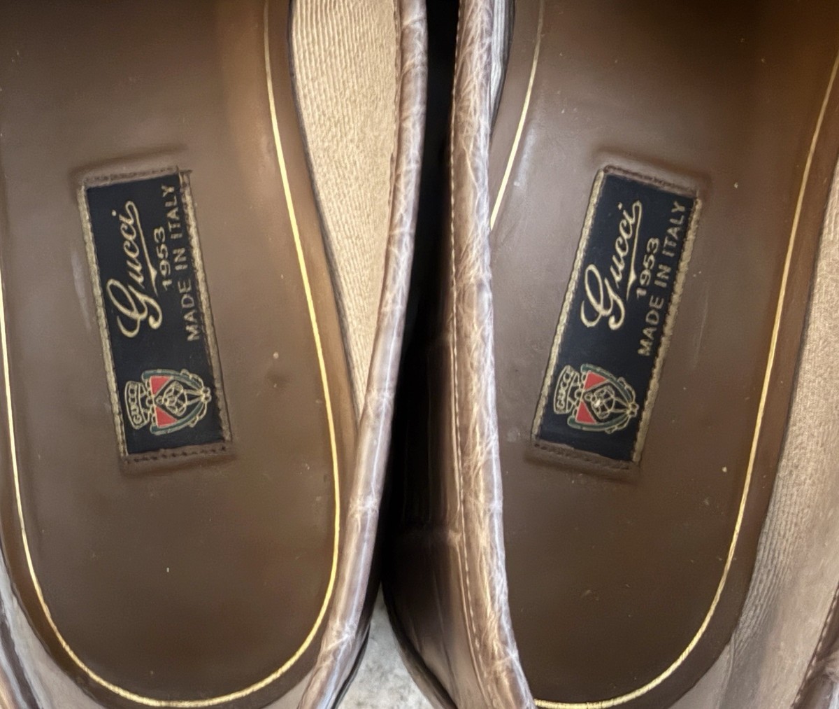 GUCCI 1953 CROCODILE LOAFERS GRAY HORSEBIT JORDAAN 12.5 US $4500 ALLIGATOR GUCCI JORDAAN CROCODILE LOAFERS BLACK HORSEBIT 1953 9.5 / 10  main image 3