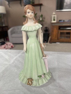 Vintage 1982 Enesco Growing Up Birthday Girl Figurine Age 15 Brunette