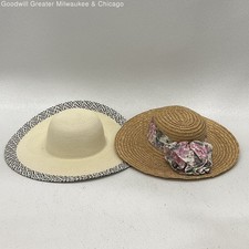 Sunhats Wide Brim Straw Woven Ribbon Bands One Size Summer Floppy Sun Hats