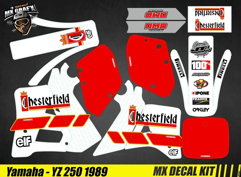 Kit Déco Moto pour / Mx Decal Kit for Yamaha YZ 125/250 1989/1992 - Chesterfield