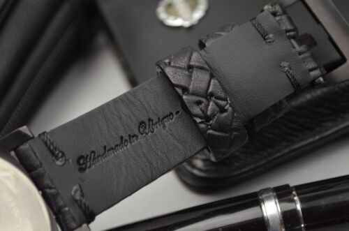PULSERA RELOJ 26 24 22 CUERO AUTÉNTICO BRAIDY NEGRO I BANDA PARA PANERAI ETC MA CORREA - Imagen 10 de 12