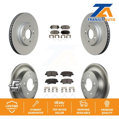Front Rear Coated Disc Brake Rotors And Ceramic Pads Kit For Hyundai Veloster