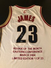 Lebron James authenticated #8 of 23 signed rookie of the month jersey 