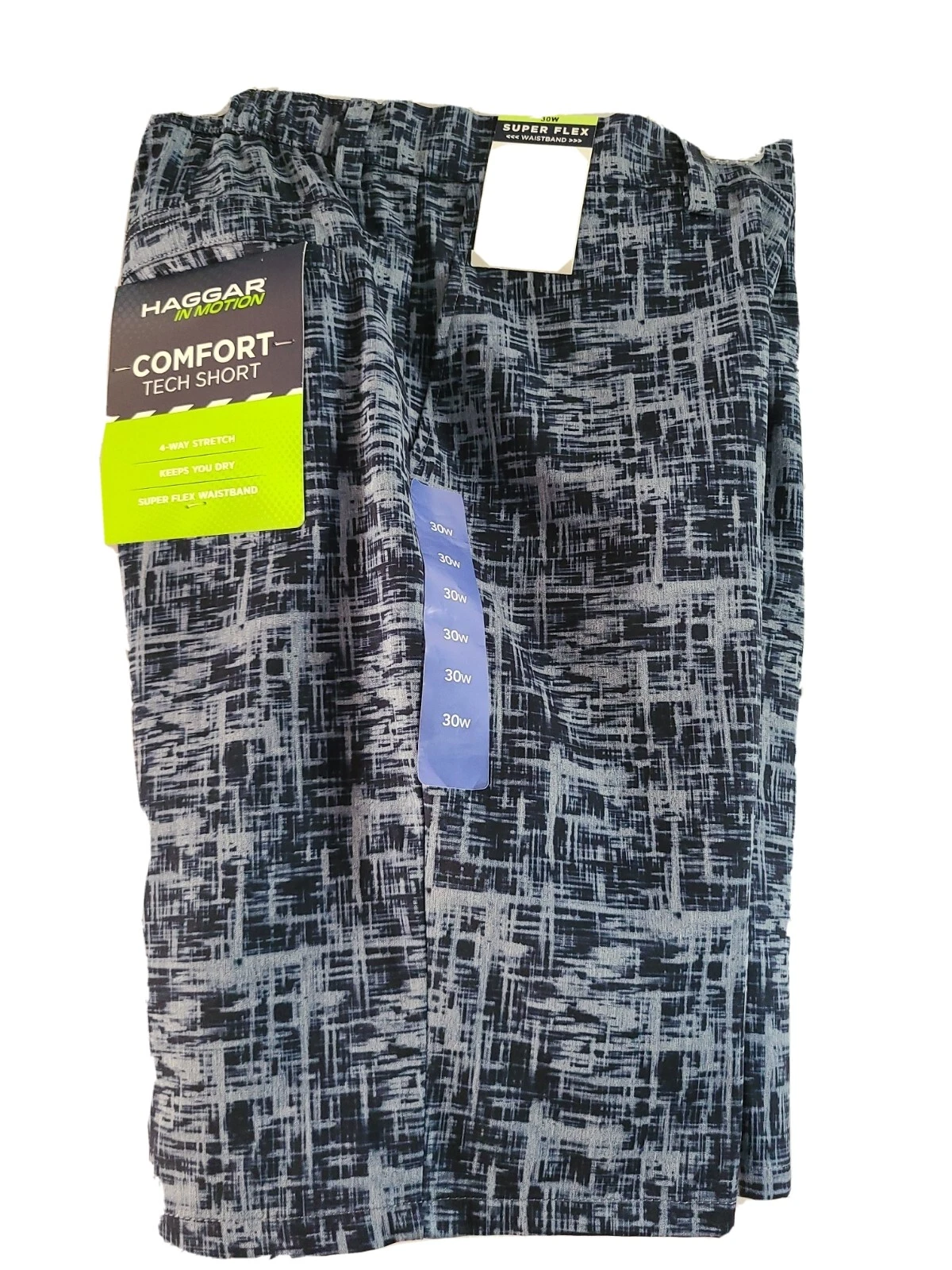 NEW HAGGAR Men's In Motion Quick Dry Flat Front Comfort Tech Shorts. Sz: 30