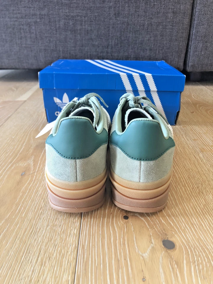 Women sz US 6.5 - adidas Gazelle Bold - Sage Green w/ gum - Image 3 of 4