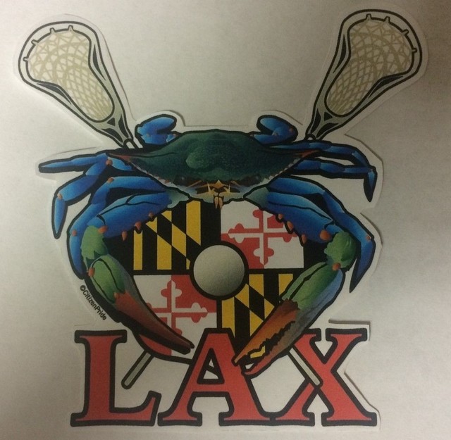 LAX Blue Crab Maryland Flag Crest Sticker Decal die cut vinyl 5x4