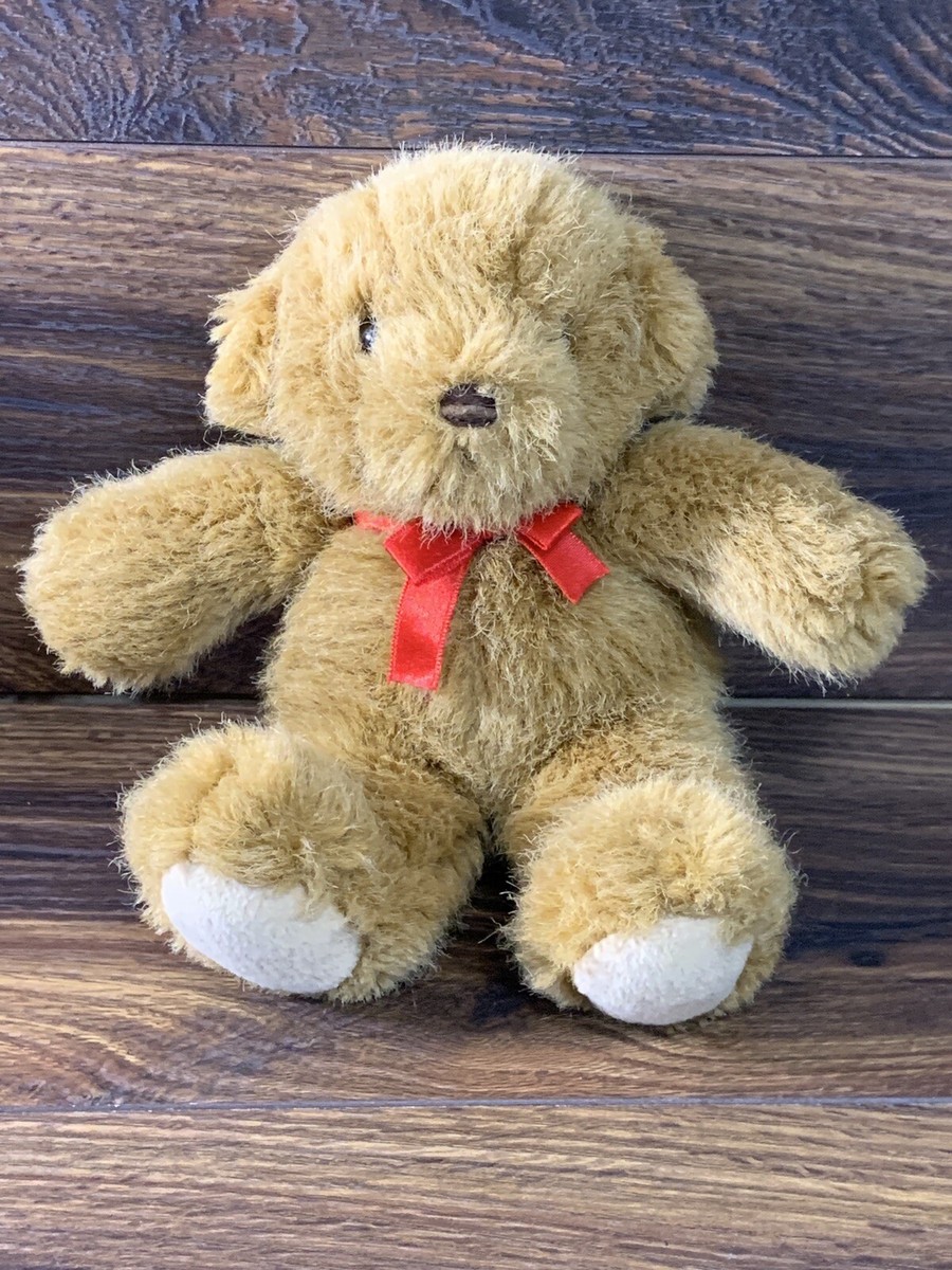 Vintage Dakin Teddy Bear with Red Bow - 1980s stuffed toy | eBay