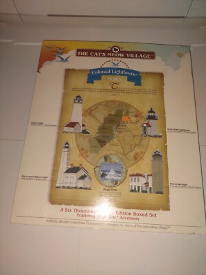 The Cat's Meow Village Colonial Lighthouse Series Boxed Set Collector Ed NEW