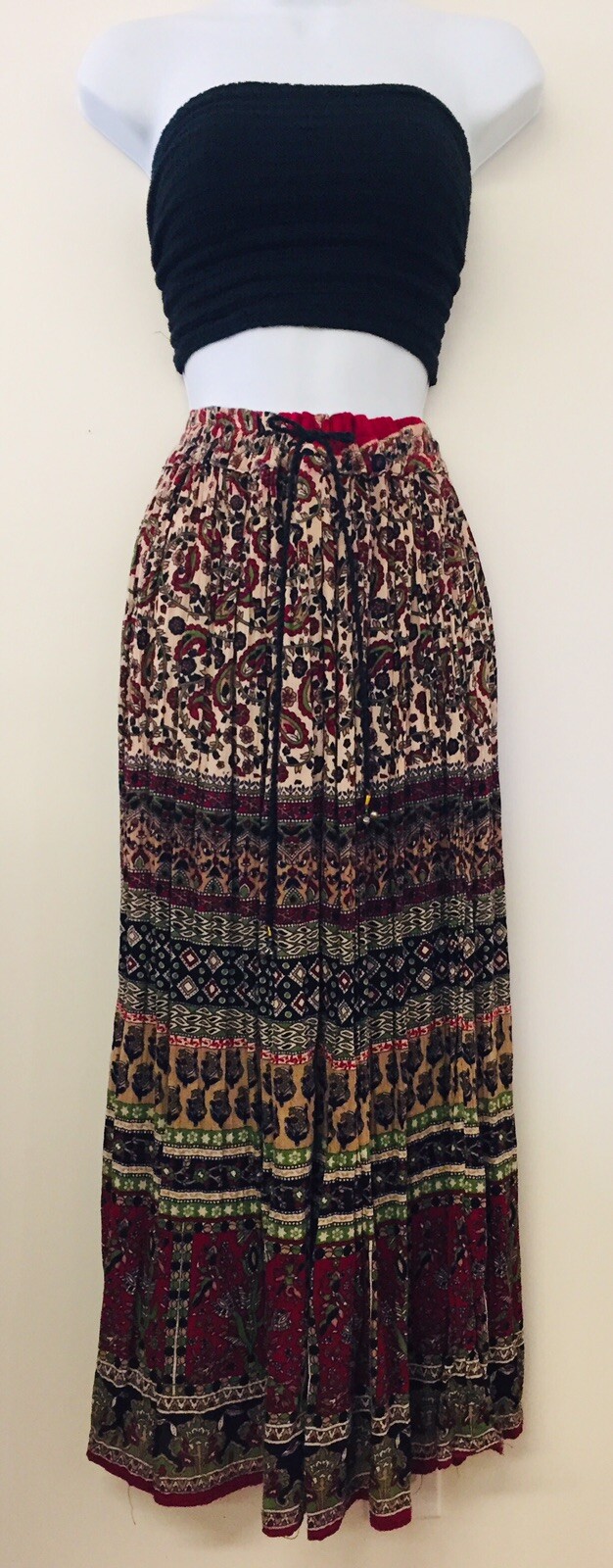 Boho Peasant Skirt Broomstick Vintage 1990s Grunge Fe… Gem
