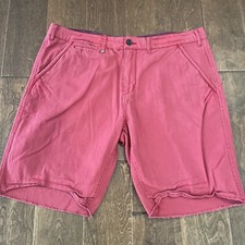 Buffalo David Bitton Chino Denim Shorts Men 36 Red Flat Front Measure 38X10 CK8