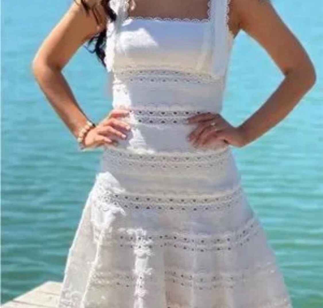 ZIMMERMANN Linen Mini Dress 1 White Kirra Tie Shoulder Eyelet Resort & Swim  $750 | eBay