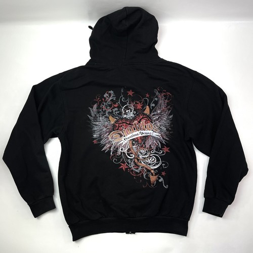 Monte Carlo Las Vegas Diablo's Cantina Vegas Black Graphic Glitter Hoodie Size M - Picture 9 of 9