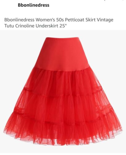 Petticoat 50’s style / Skirt / Crinoline Red Bbonlinedress XL 25”