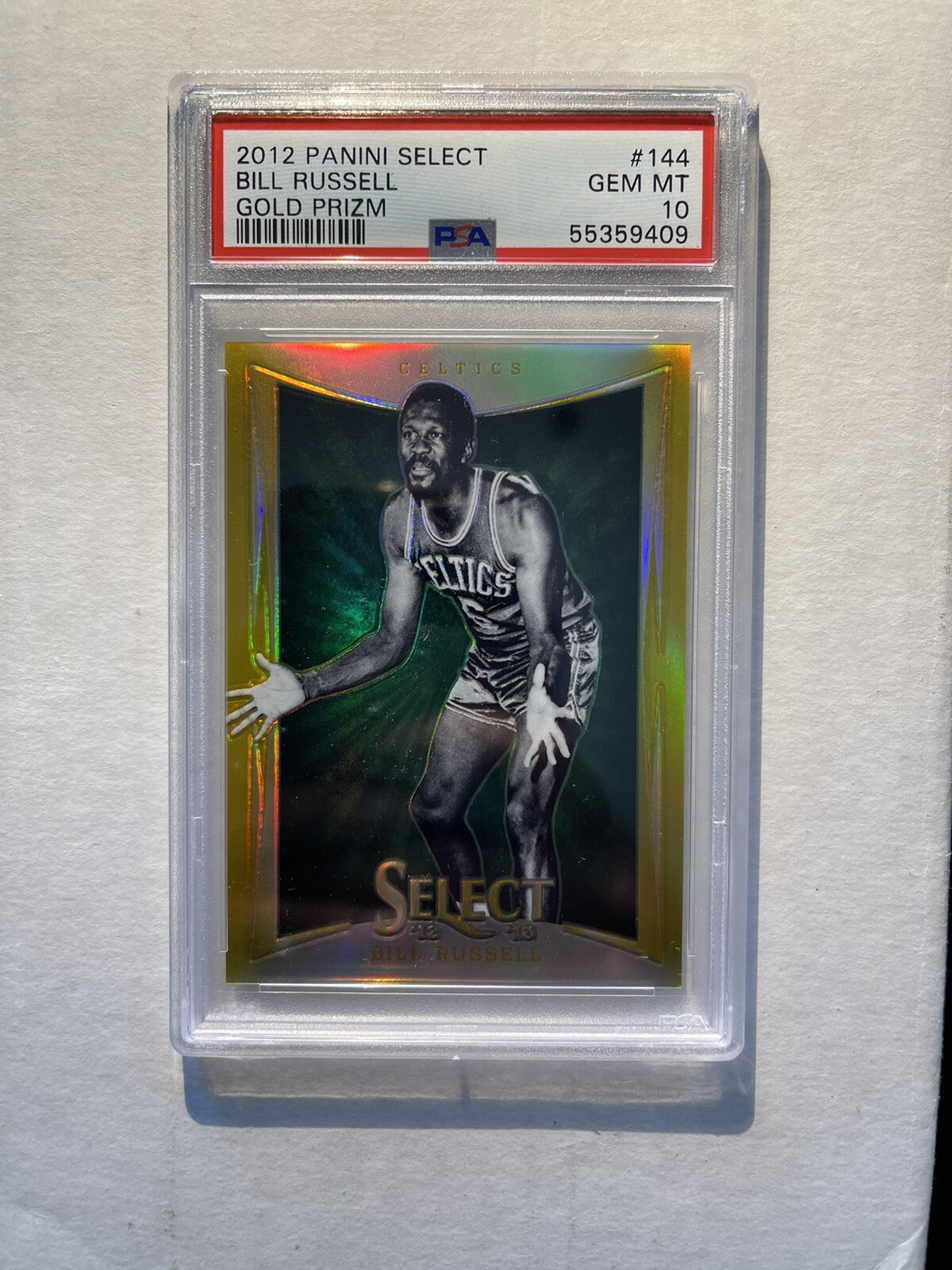 2012-13 Panini Select Gold Prizm Bill Russell /10 #144 PSA 10 GEM MINT Celtics