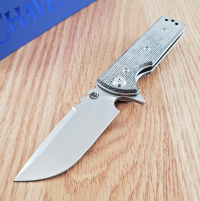 Chaves Knives T.A.K. Folding Knife 2.63'' Elmax Steel Blade Black Micarta Handle