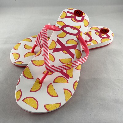 ROXY 'Simba Love V' Love Lemon Flip Flop Sandals, 10 - White/Pink
