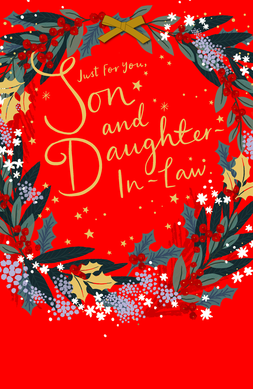 A Wonderful Son & Daughter-In-Law Foiled Christmas Card Xmas Greeting Cards