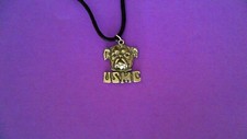 Marine Bulldog Pewter Pendant Necklace! Made in USA USMC
