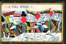 Postcard Gambling Full House Cards Poker Kings Jacks Alcohol Cigarettes Poker