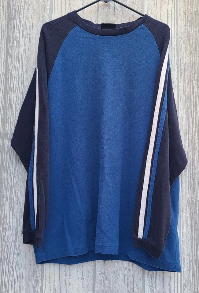 Camisa Pullover Azul Para Hombre Y2K Athletech De Colección Años 90 Talla Grande Manga Larga Cuello Redondo Foto 3 de 4