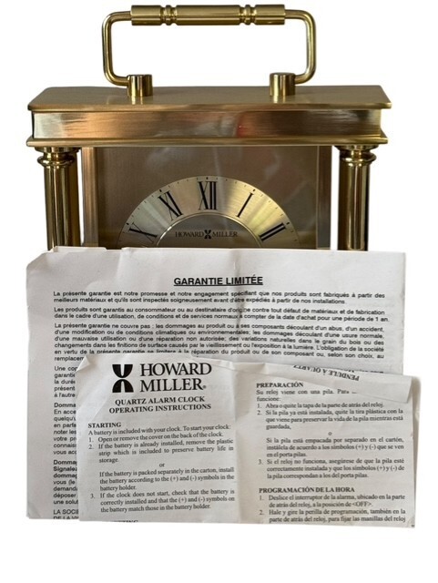 Howard Miller State Line Tabletop Alarm Clock – Brushed Brass Carriage Style