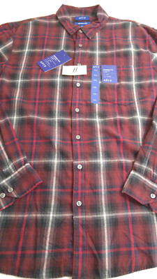 APT 9 Plaid Shirt Mens Size XXL 2XL ''Soft Touch'' Red Long Sleeves