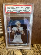 Justin Herbert RC 2020 Panini Chronicles Clearly Donruss Rated Rookie Gem PSA 10