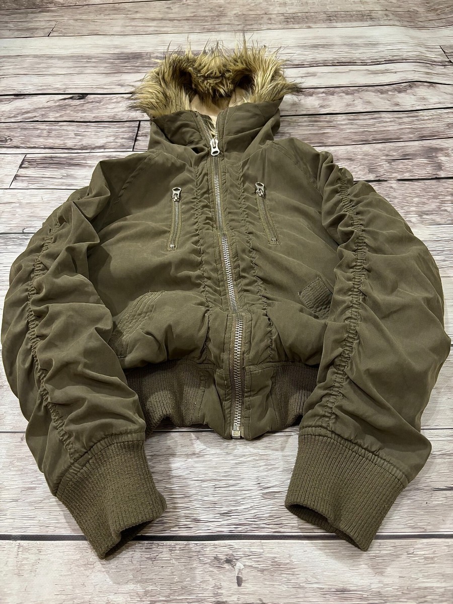 VTG Cropped Travis With Fur Hood Bomber Jacket | eBay