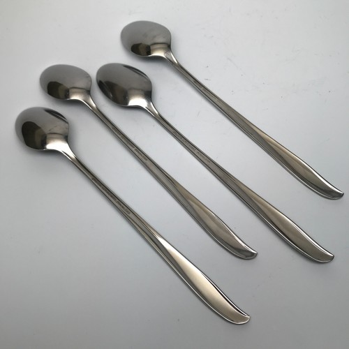 Vtg ONEIDA COMMUNITY "TWIN STAR" Stainless 4 ICED TEA SPOONS - Glossy - Picture 2 of 2