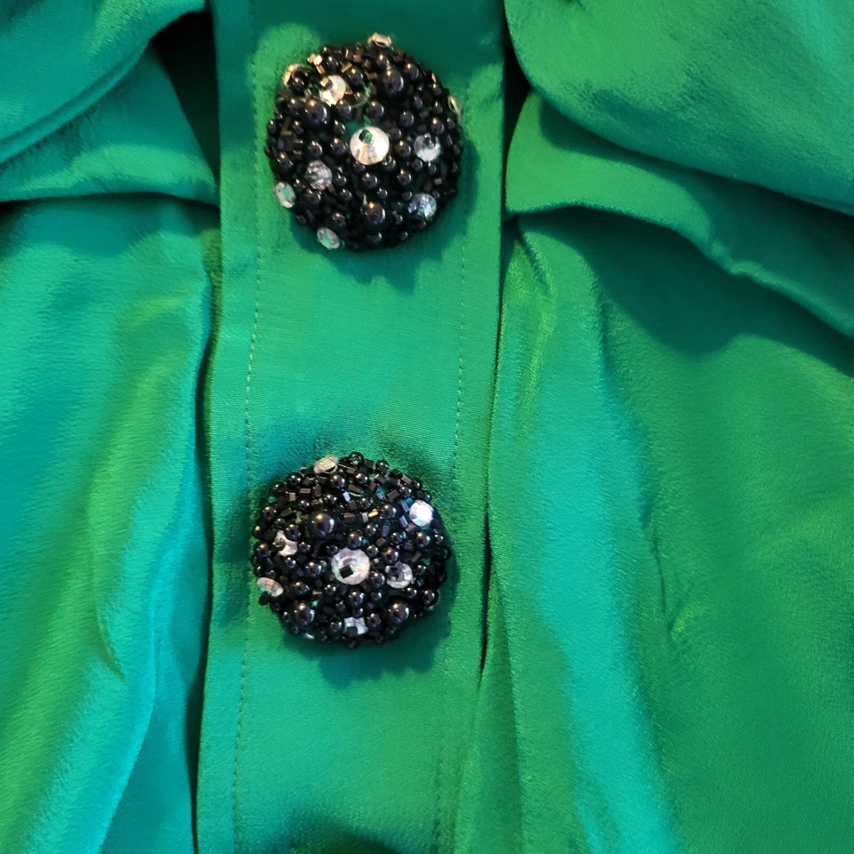 Juego de 2 piezas Saint Romei años 80 100 % verde seda nuevo sin etiquetas Foto 4 de 4