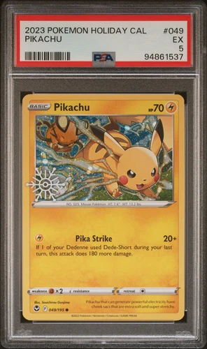 PSA 5 Pikachu Snowflake Promo #049 2023 Pokemon Holiday Calendar 94861537