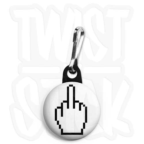 Middle Finger - Pixelated - 25mm Keyring Button Badge, Zip Pull Option - Picture 3 of 8