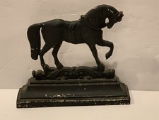 UnBranded Antique Large Cast Iron Horse Doorstop 12"x 10 1/2" Paint In Black.