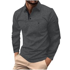 Men's Long Sleeve Slim Fit Polo Shirts Summer Shirts Casual Golf Shirt