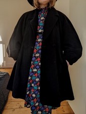 Vintage Laurel Escada Group Oversized Soft Wool Angora Black Coat Size 38 L Xl