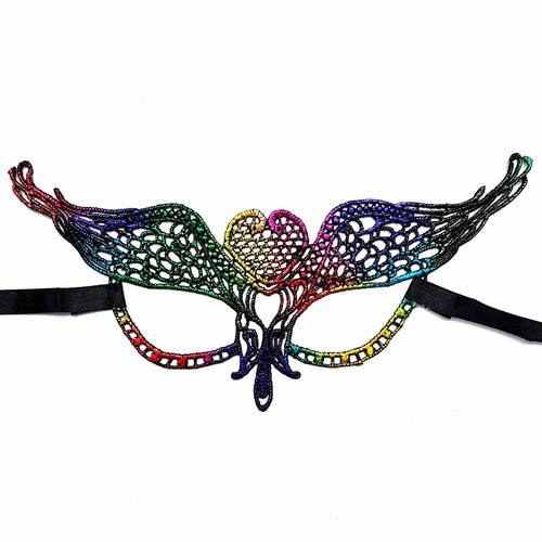 HALLOWEEN MASQUERADE LACE MASK Butterfly Cat Fox Party Costume Colour Black Blue - Picture 9 of 30