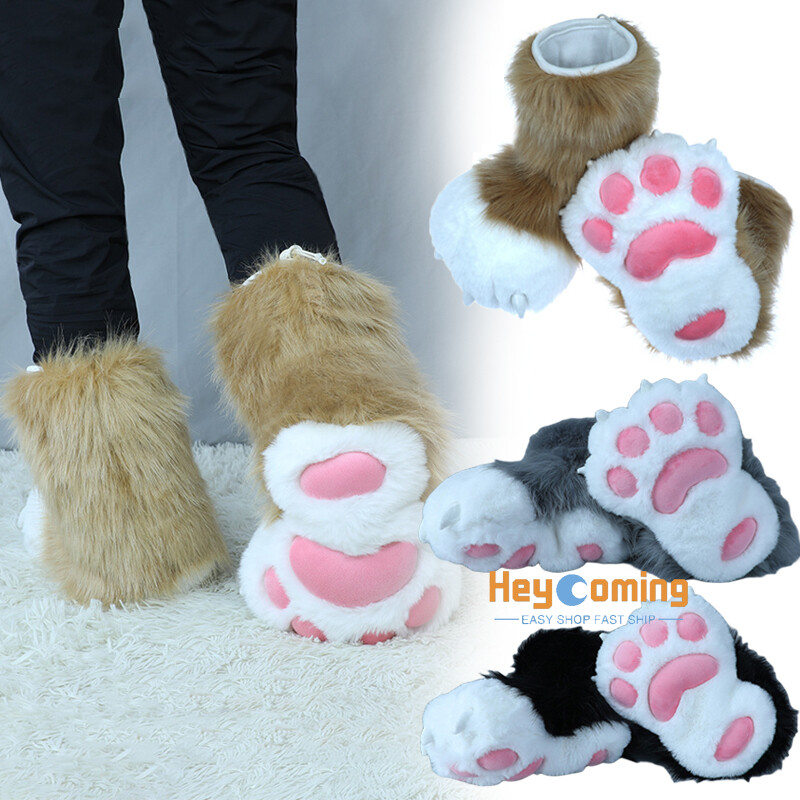 Cute Lolita Fursuit Kigurumi Cosplay Shoes Animal Paw Socks Plush Boot Accessory