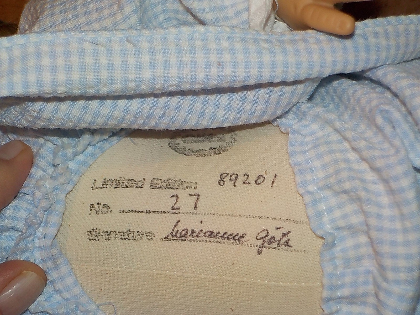 15" Doll Emma By Gotz Dolls 1987 W/Box & Signed Certificate