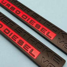 (2) 05 -10 Super-Duty Power Stroke Turbo Diesel V8 Emblems For 250 350 450 Black